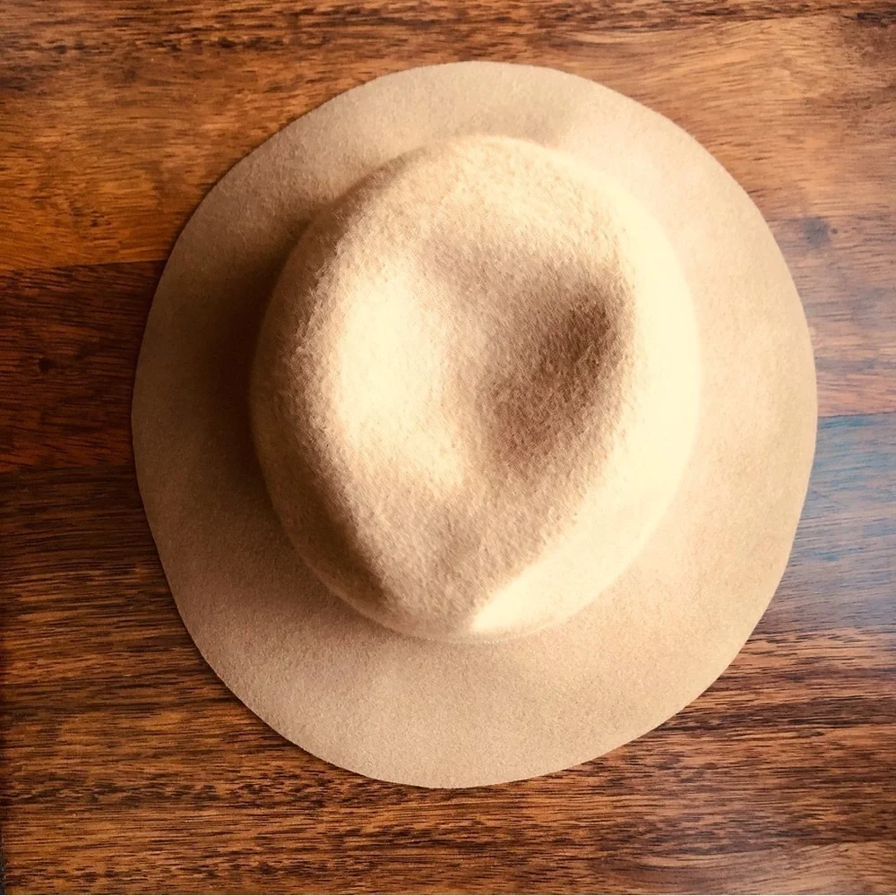 D&Y Wool fedora in camel color with grosgrain ribbon trim Style #HAPN1521 - Picture 6 of 12